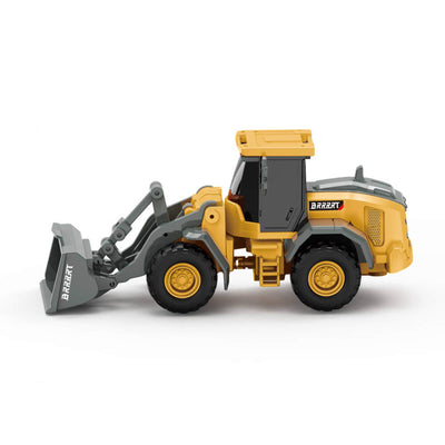 Sideprofil des BRRRRT Mini-RC-Bulldozers mit detaillierter Kabine und robusten Gummireifen