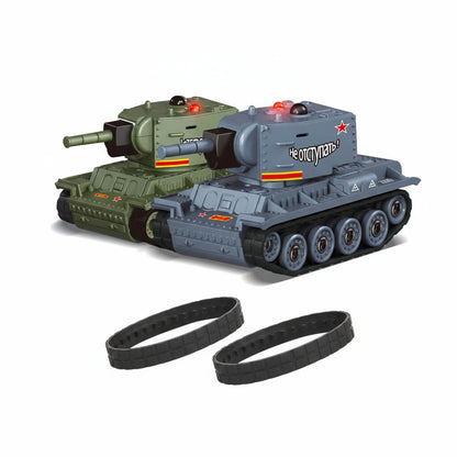 Gray And Green Mini RC Tank Set With Dual Controllers And Type-C Charging Cables -BRRRRT