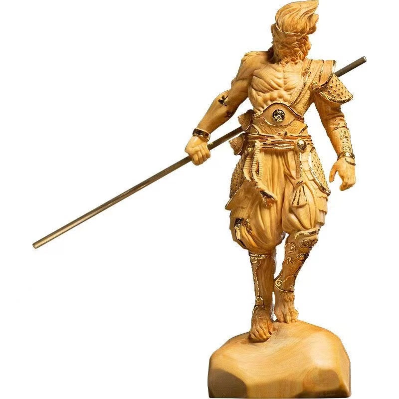 Hand-Carved Wooden Sun Wukong Figure