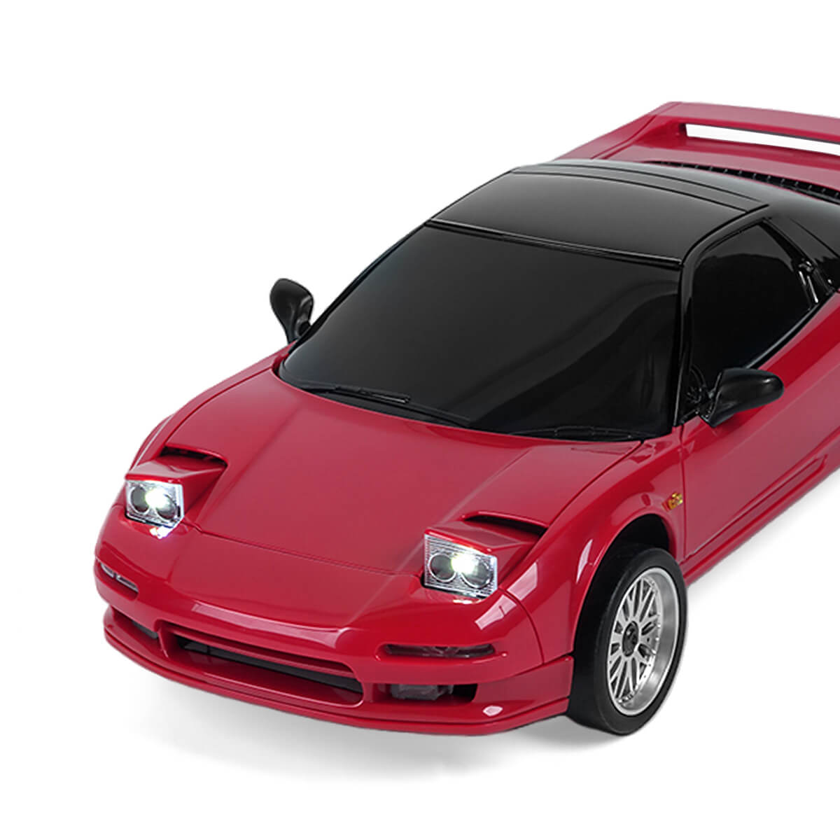 LDRC 1803 Red Retro RC Drift Car On White Background Featuring ESP Gyro Stabilization -BRRRRT