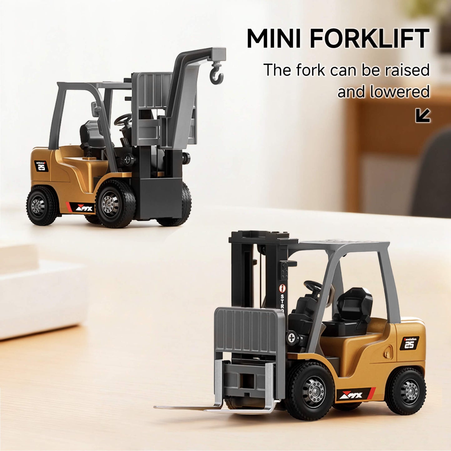 Mini Forklift with Adjustable Crane Arm for Lifting, Perfect for Desktop Play and Simulation - BRRRRT