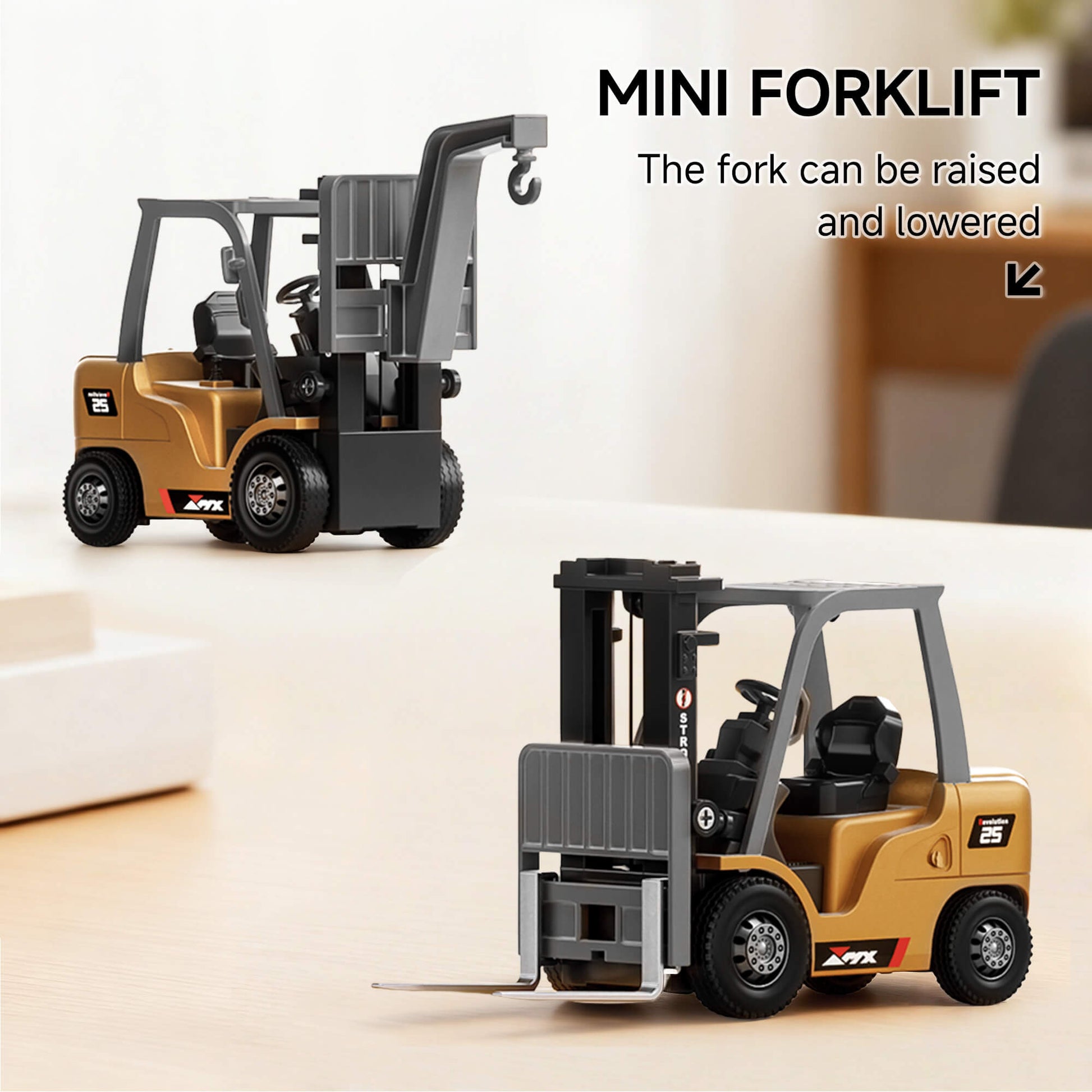 Mini Forklift with Adjustable Crane Arm for Lifting, Perfect for Desktop Play and Simulation - BRRRRT