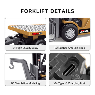 Mini Forklift with High-Quality Alloy, Rubber Anti-Slip Tires, and Type-C Charging Port for Enhanced Functionality - BRRRRT