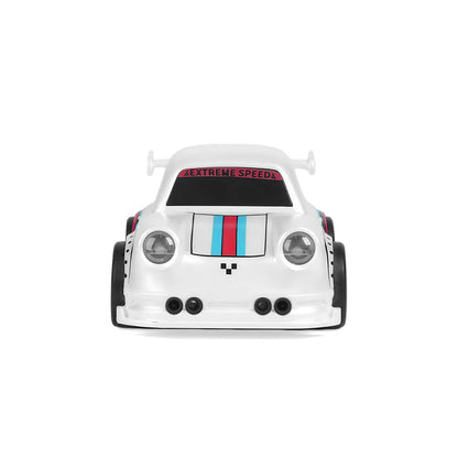 White mini RC drift car front view with EXTREME SPEED windshield decal-BRRRRT