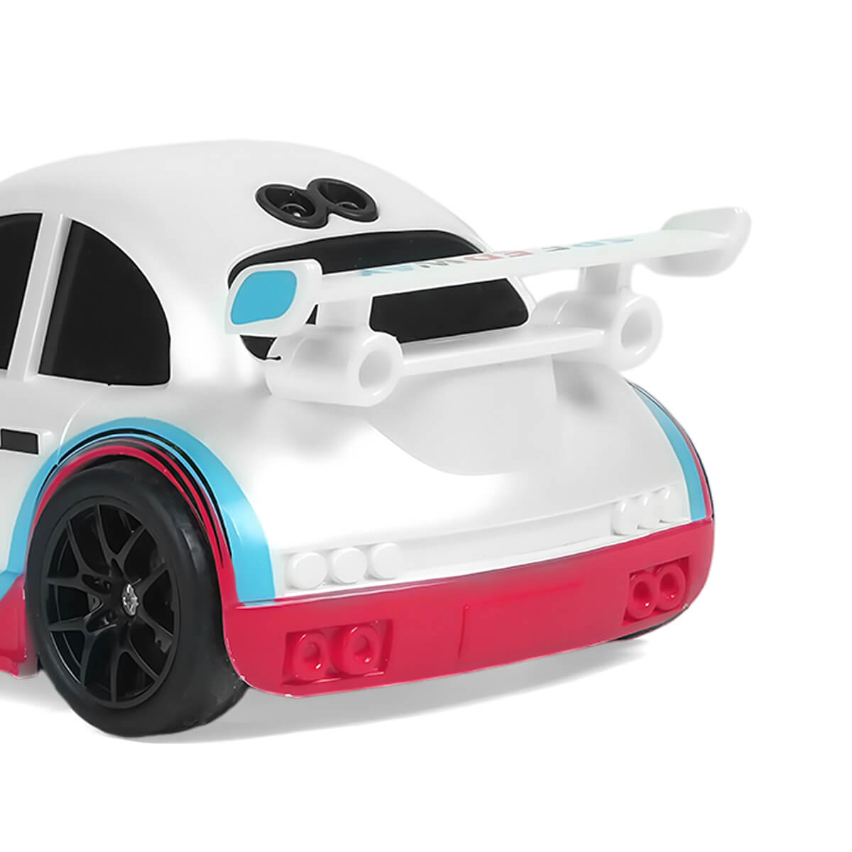 White mini RC drift car bumper detail-BRRRRT