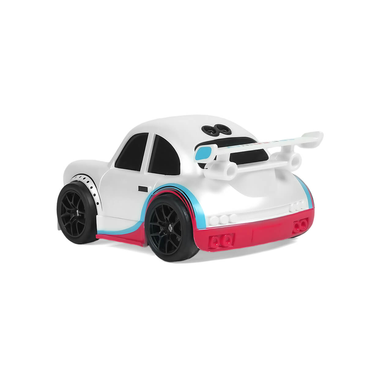 White mini RC drift car top view with SPEEDWAY decal-BRRRRT