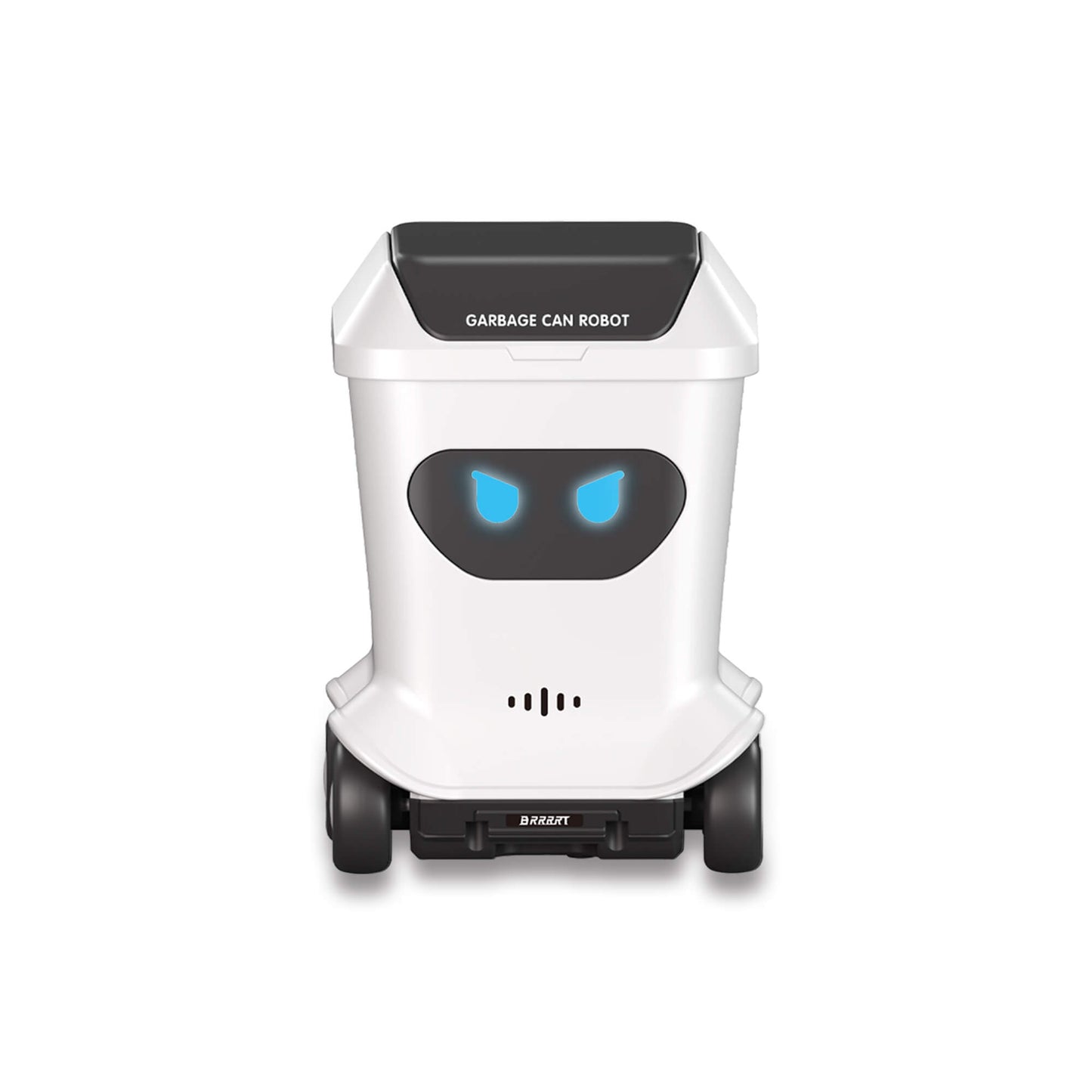 Mini RC toy trash can with full proportional control front view on white background for desk play – BRRRRT