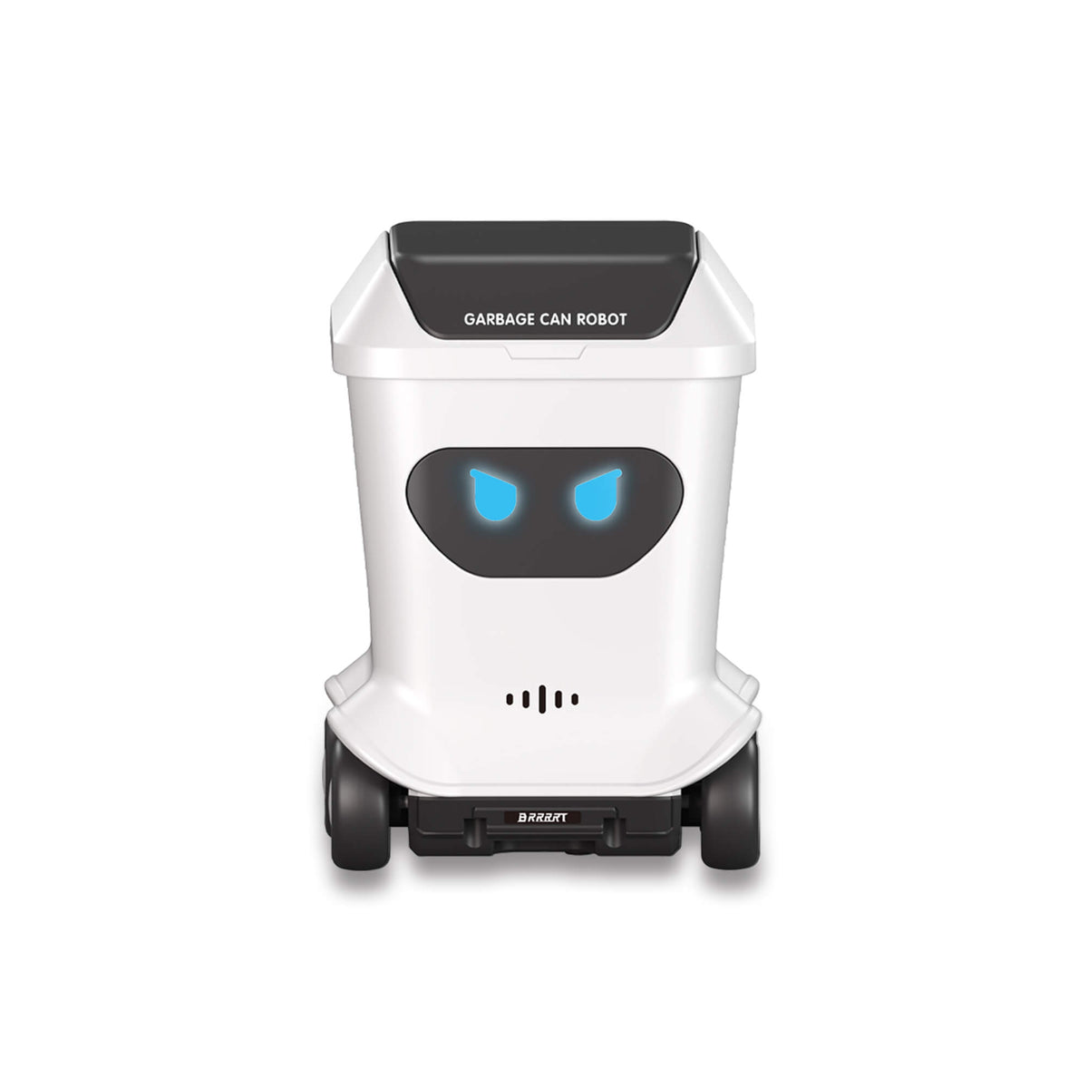 Mini RC toy trash can with full proportional control front view on white background for desk play – BRRRRT