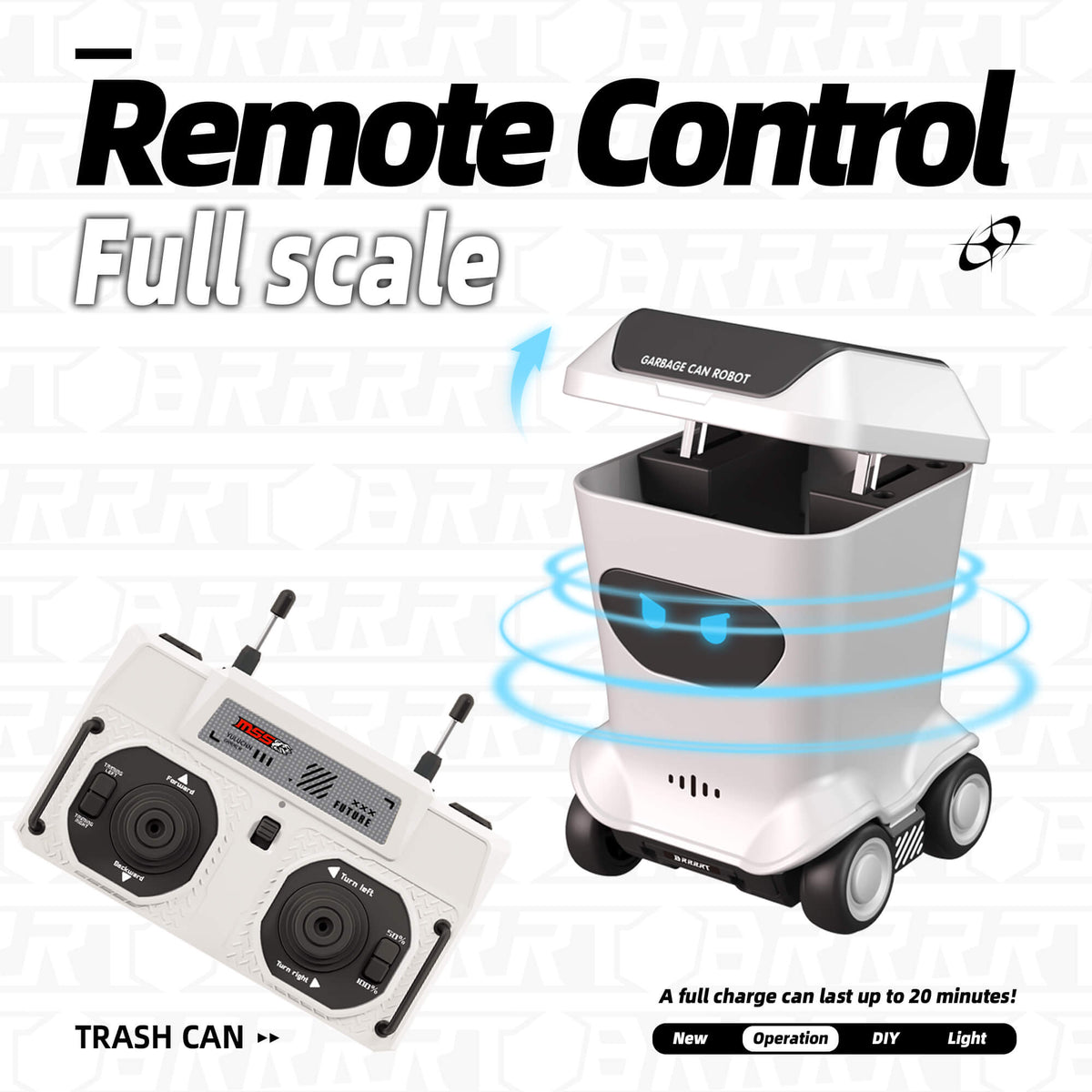 Mini RC toy trash can with remote control function and long battery life for smooth indoor desk toy operation – BRRRRT