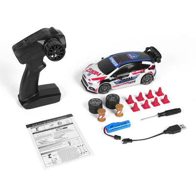 4WD RC rally car kit red version with remote controller battery spare tyres traffic cones and accessories set