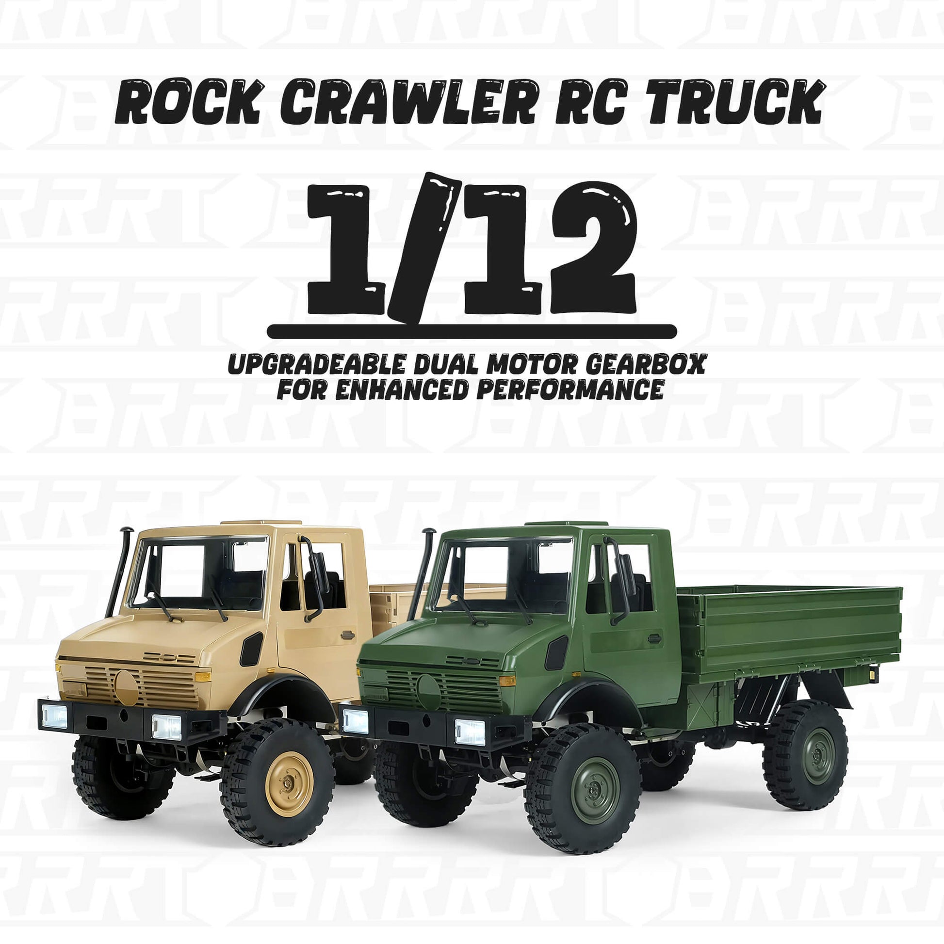 RC Rock Crawler 1/12 Scale Military Off-Road Truck Side View-BRRRRT