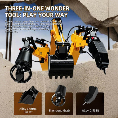 Remote-Controlled Excavator Toy - 3-in-1 Tool Switching for Versatile Tasks -BRRRRT
