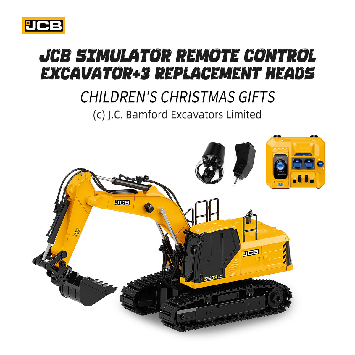 Remote-Controlled Excavator Toy with 3 Interchangeable Attachments - BRRRRT