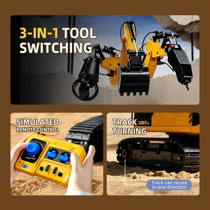 Remote-Controlled Excavator Toy - 3-in-1 Tool Switching for Versatile Tasks -BRRRRT