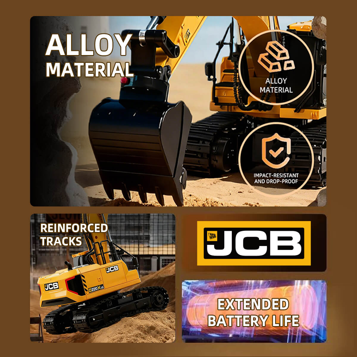 Remote-Controlled Excavator Toy - Alloy Material and Reinforced Tracks - BRRRRT