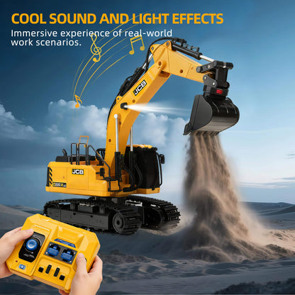 Remote-Controlled Excavator Toy With 3 Interchangeable Attachments Sand Digging Outdoor Desert Scene Sound And Light Effects -BRRRRT