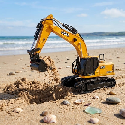 Remote-Controlled Excavator Toy with 3 Interchangeable Attachments Beach